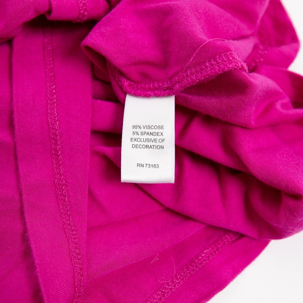 Cable & Gauge Button Sleeve Top Crew Neck Knit Tee Shirt Fuchsia M - Picture 11 of 12